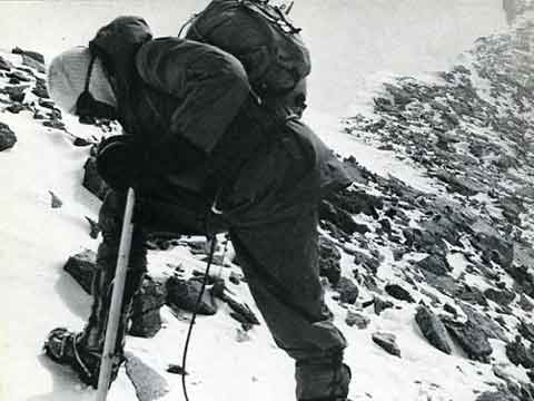 
Ernst Forrer on Dhaulagiri Summit Ridge on First Ascent May 13, 1960 - Summits and Secrets book
